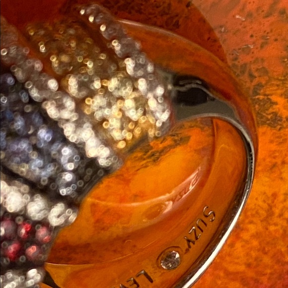 Suzy Levian Multi color Sterling Silver Ring Gorgeous! Perfect Holiday gift! - Picture 3 of 15